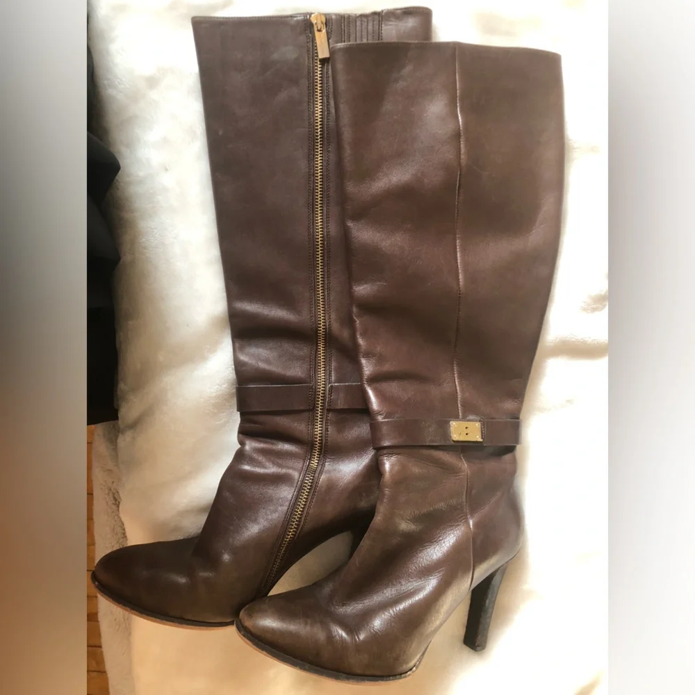 Michael Kors Brown Leather womens tall boots  - Classic Hobo Style
